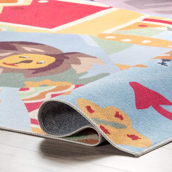 Nuloom Catherine Zoo Animals Kids Washable Area Rug Multi