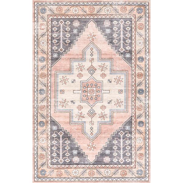 nuloom Catreena Transitional Floral Machine Washable Area Rug Pink