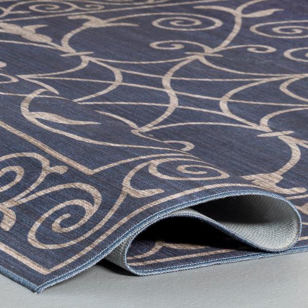 Nuloom Chara Traditional Vines Machine Washable Indoor/Outdoor Area Rug Navy