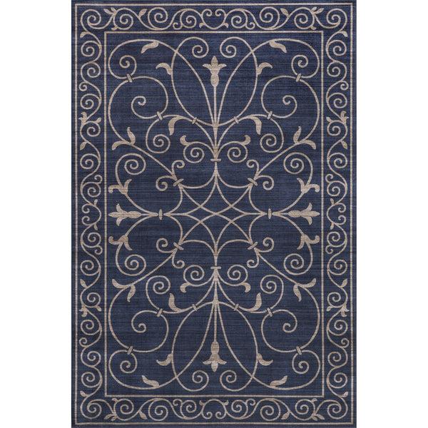nuloom Chara Traditional Vines Machine Washable Indoor/Outdoor Area Rug Navy