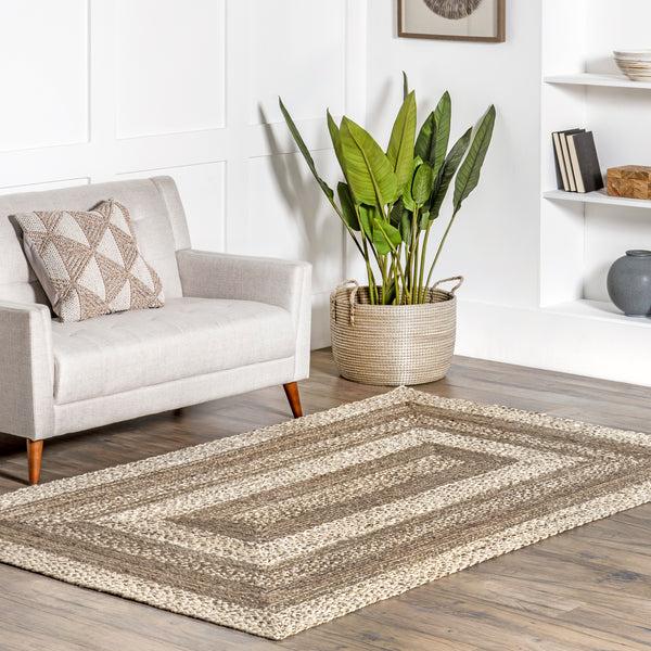 Nuloom Charlene Braided Border Jute Area Rug Natural