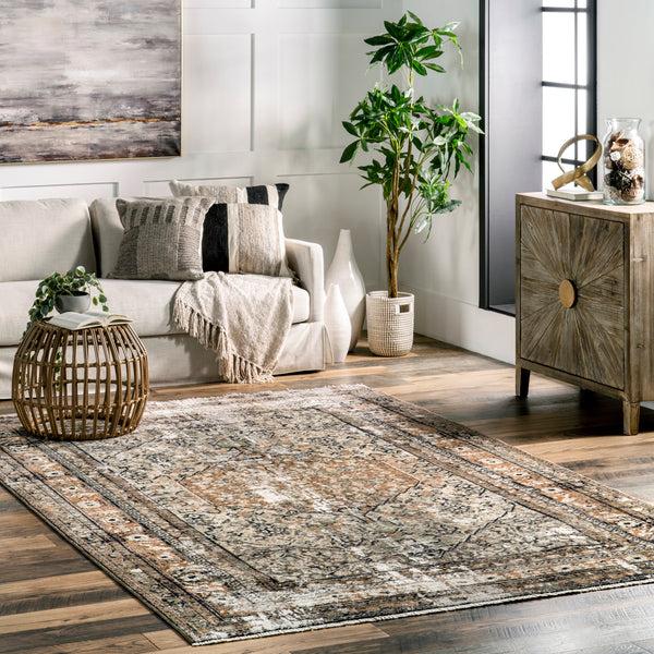 Nuloom Charvi Distressed Medallion Fringe Area Rug Multicolor