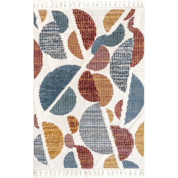 nuloom Chaya Abstract High/Low Kids Tassel Area Rug Ivory