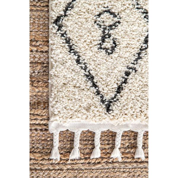 Nuloom Chrissy Moroccan Trellis Tassel Rug Off White