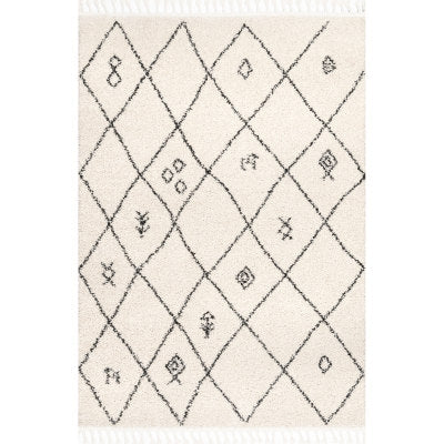 nuloom Chrissy Moroccan Trellis Tassel Rug Off White