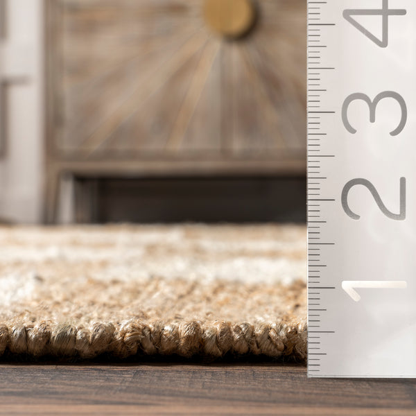 Nuloom Christana Traditional Checkered Jute Area Rug Ivory