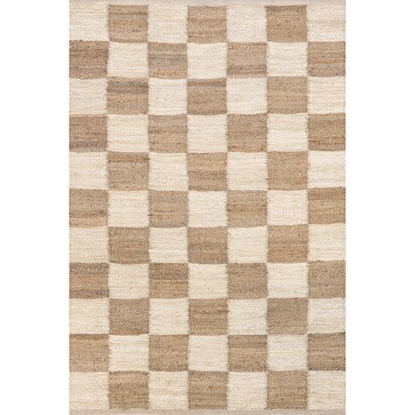 nuloom Christana Traditional Checkered Jute Area Rug Ivory