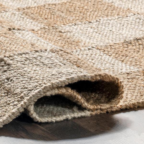 Nuloom Christana Traditional Checkered Jute Area Rug Ivory
