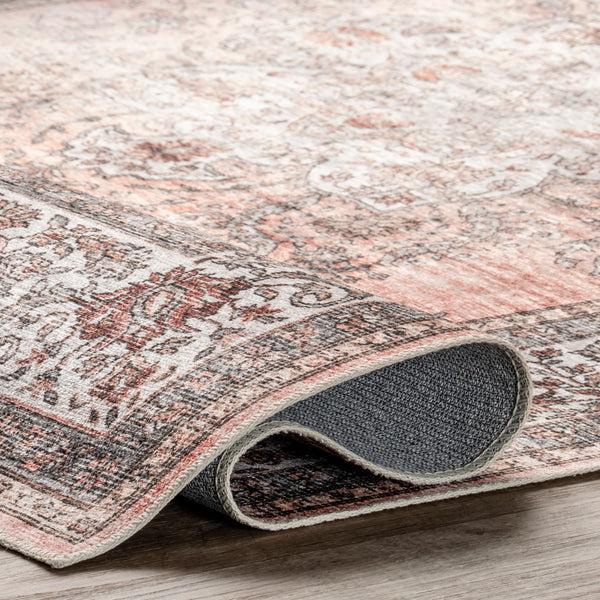 Nuloom Cia Floral Stain-Resistant Machine Washable Area Rug Pink