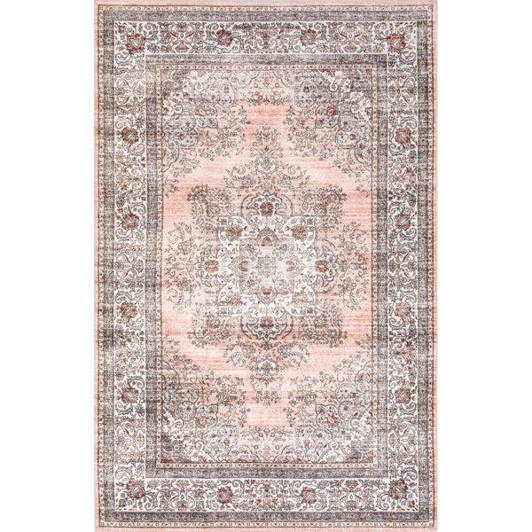 nuloom Cia Floral Stain-Resistant Machine Washable Area Rug Pink