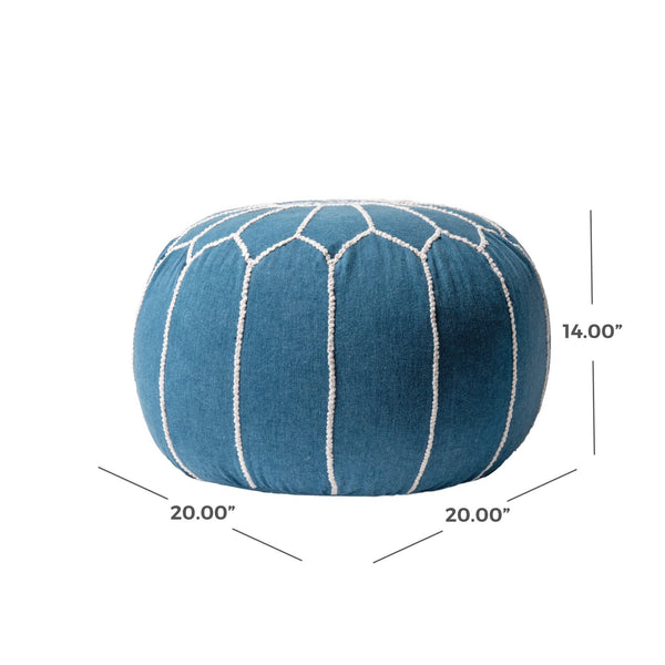 Nuloom Classic Moroccan Cotton Filled Ottoman Pouf Blue