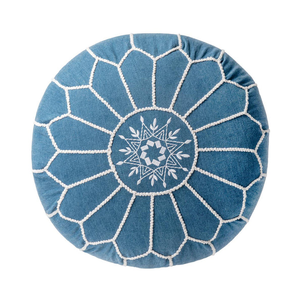 Nuloom Classic Moroccan Cotton Filled Ottoman Pouf Blue