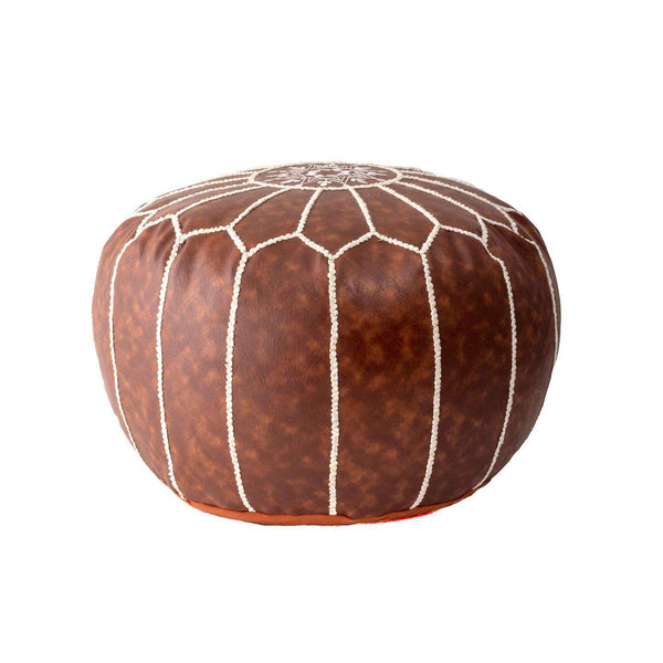 nuloom Classic Moroccan Faux Leather Filled Ottoman Pouf Brown