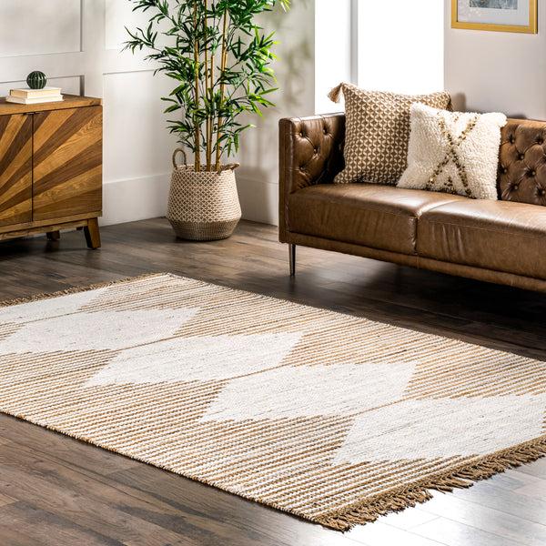 Nuloom Clea Hand Woven Geometric Flatweave Tassel Area Rug Natural