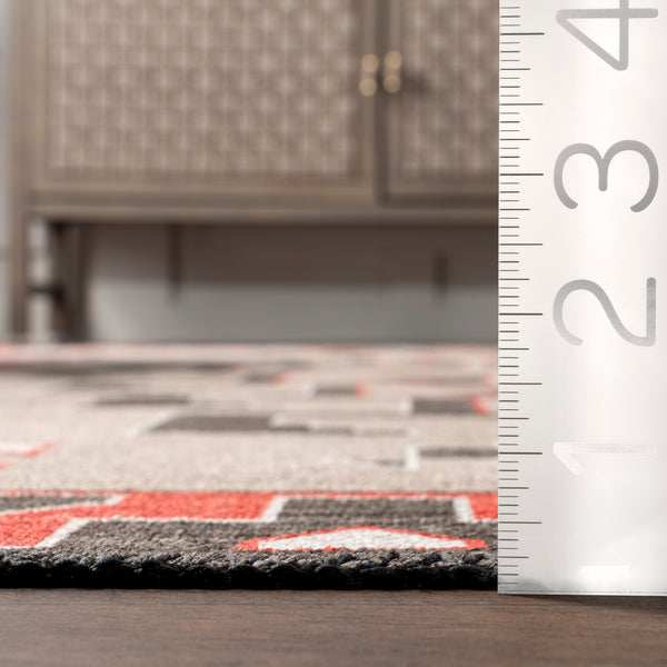 Nuloom Clio Aztec Bordered Machine Washable Area Rug Brown