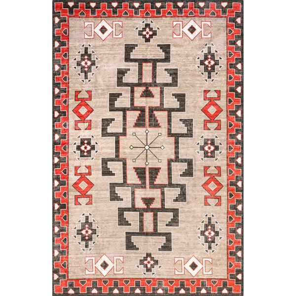 nuloom Clio Aztec Bordered Machine Washable Area Rug Brown