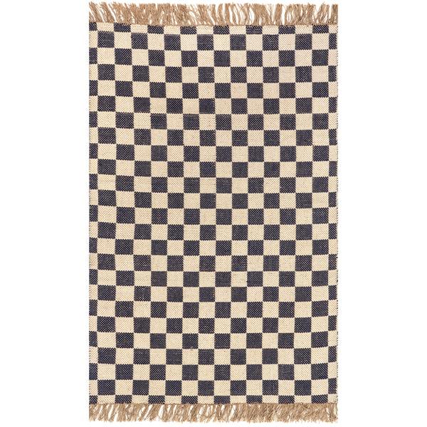nuloom Connie Checkered Wool/Jute Tasseled Area Rug Gray