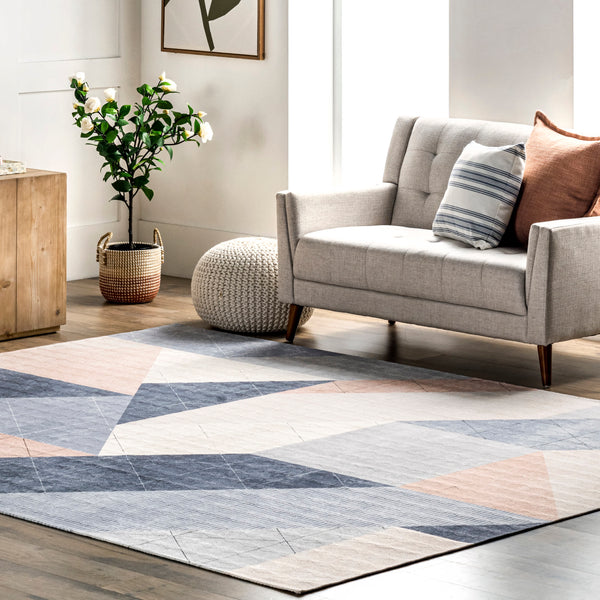 Nuloom Contemporary Collage Washable Area Rug Beige