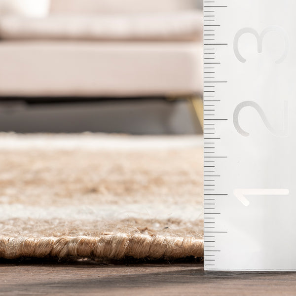 Nuloom Cornelia Striped Jute Tassel Area Rug Natural