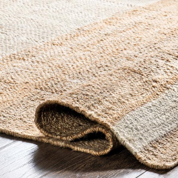 Nuloom Cornelia Striped Jute Tassel Area Rug Natural