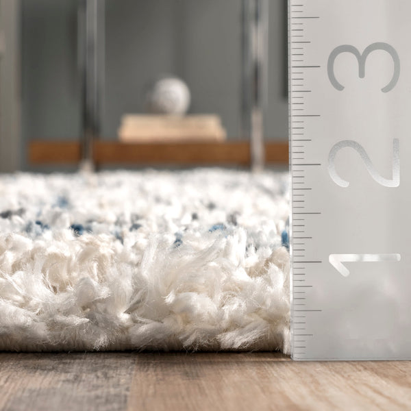 Nuloom Crishelle Soft Shaggy Stripe Tassel Area Rug Blue