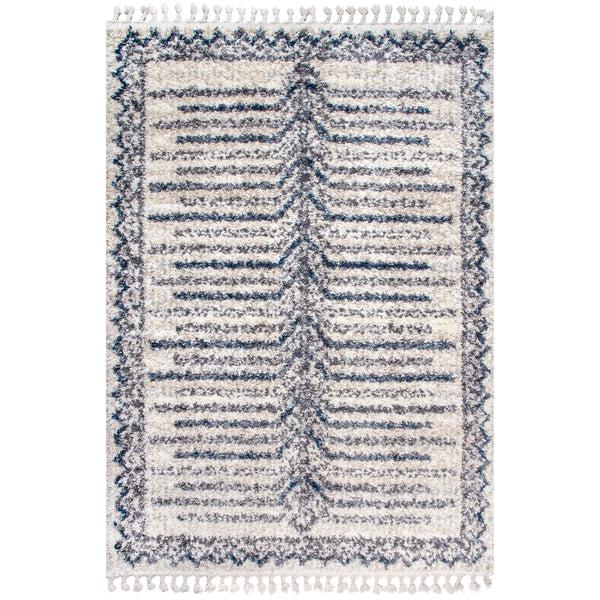 nuloom Crishelle Soft Shaggy Stripe Tassel Area Rug Blue