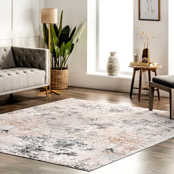 Nuloom Danae Abstract Machine Washable Area Rug Ivory