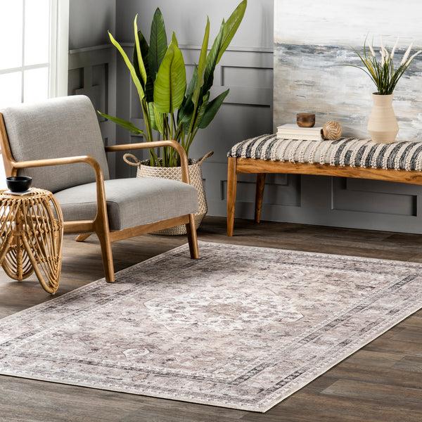Nuloom Davi Faded Stain-Resistant Machine Washable Area Rug Taupe