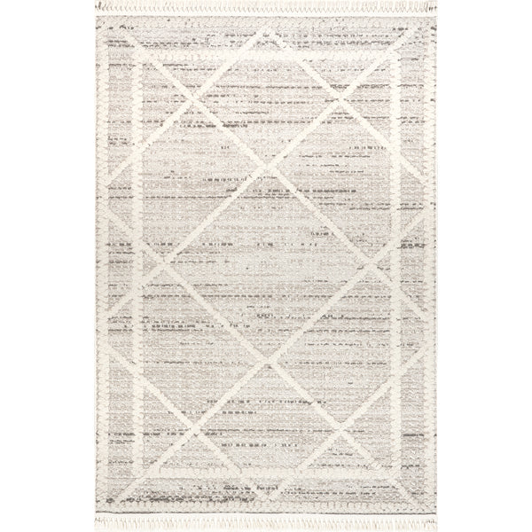 nuloom Dazi Moroccan Diamond High/Low Tasseled Area Rug Beige