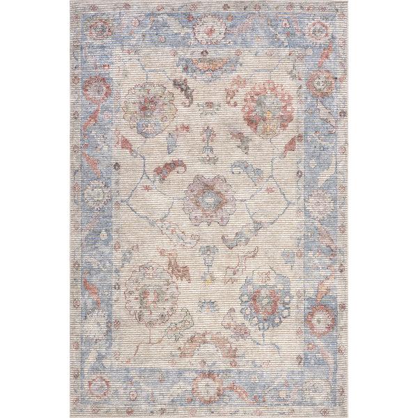 nuloom Delana Persian Floral Machine Washable Area Rug Light Gray