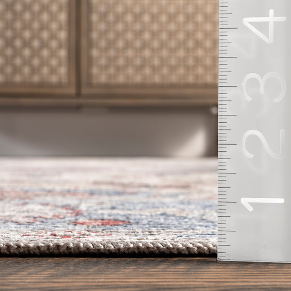 Nuloom Delana Persian Floral Machine Washable Area Rug Light Gray