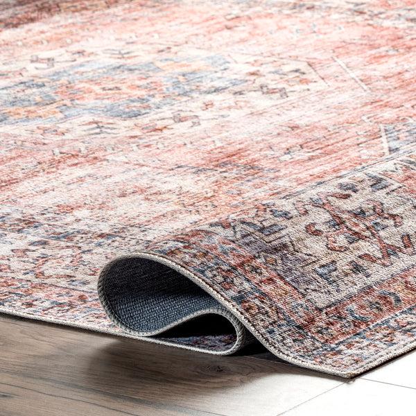 Nuloom Desna Machine Washable Faded Vintage Area Rug Peach
