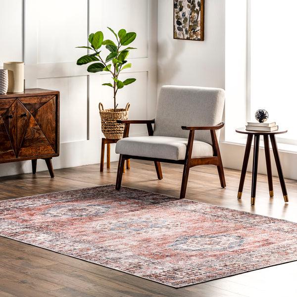 Nuloom Desna Machine Washable Faded Vintage Area Rug Peach