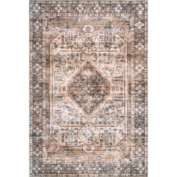 nuloom Devin Machine Washable Vintage Medallion Area Rug Light Brown