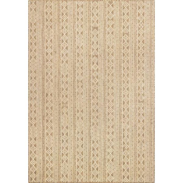 nuloom Devon Geometric Stiped Indoor/Outdoor Area Rug Beige