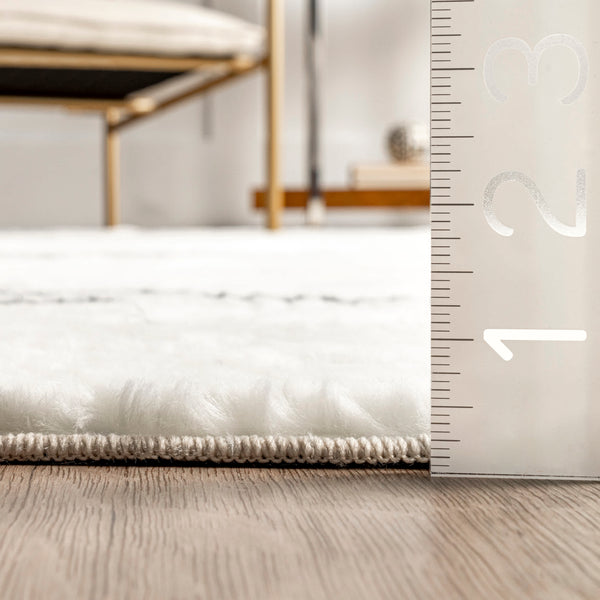 Nuloom Diamond Pinstriped Washable Shag Area Rug Black