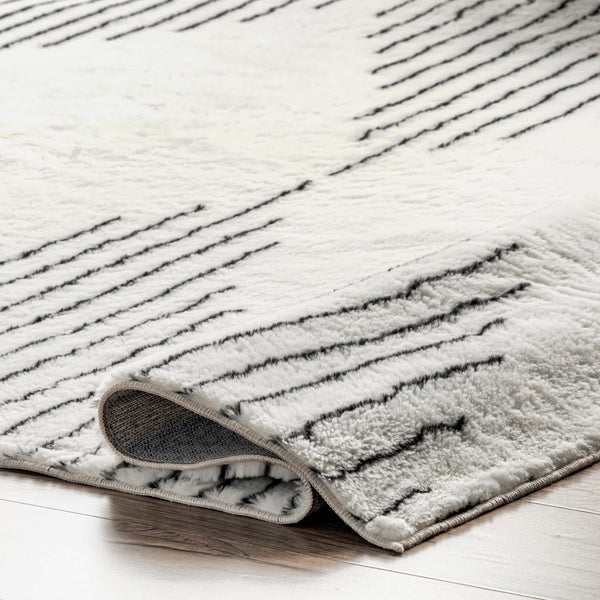 Nuloom Diamond Pinstriped Washable Shag Area Rug Black