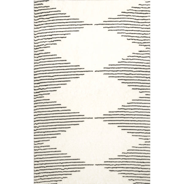 nuloom Diamond Pinstriped Washable Shag Area Rug Black