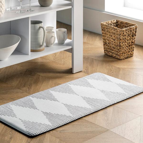 Nuloom Diamond Stripes Anti Fatigue Kitchen Or Laundry Room Comfort Mat Light Gray