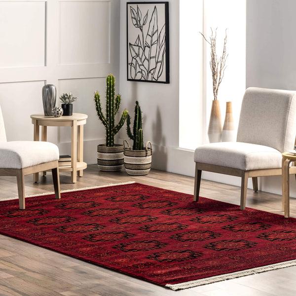Nuloom Diandra Traditional Persian Motif Fringe Area Rug Red