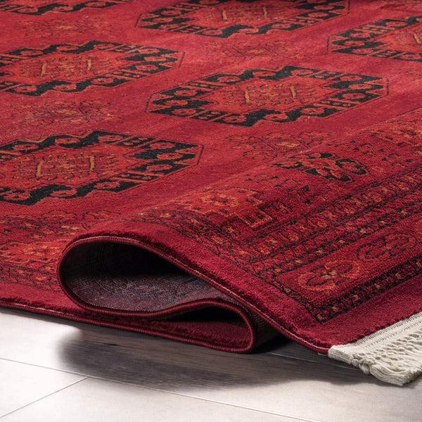 Nuloom Diandra Traditional Persian Motif Fringe Area Rug Red