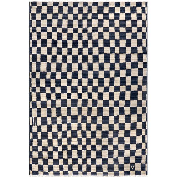 nuloom Dominique Abstract Checkered Fringe Area Rug Navy
