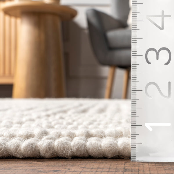 Nuloom Dorene Contemporary High-Low Striped Wool Area Rug Ivory