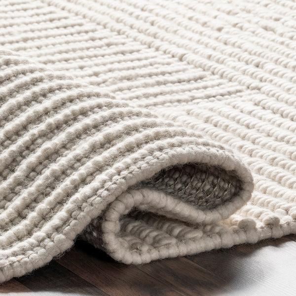 Nuloom Dorene Contemporary High-Low Striped Wool Area Rug Ivory