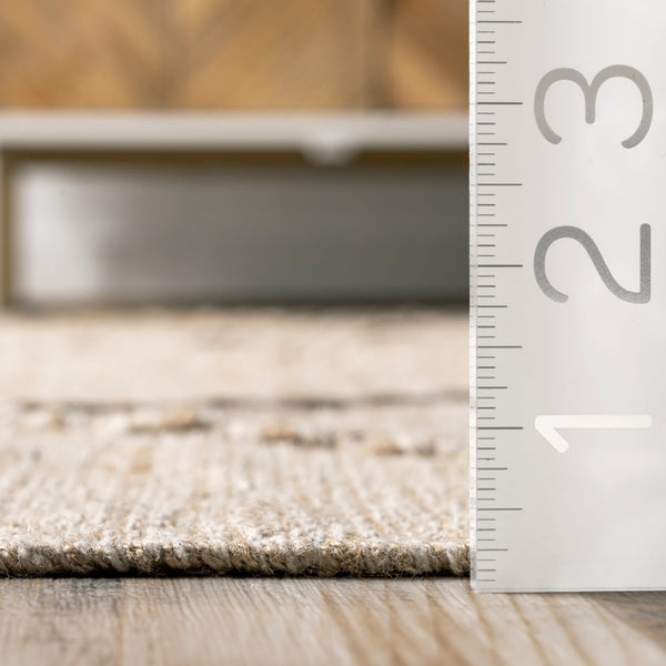 Nuloom Elana Textured Jute And Cotton Tassel Area Rug Beige