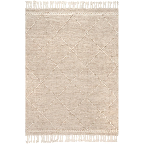 nuloom Elana Textured Jute and Cotton Tassel Area Rug Beige