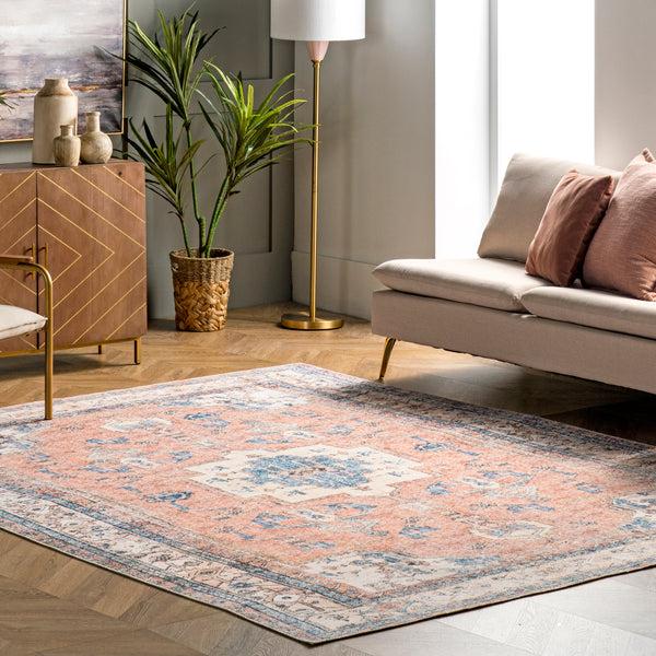 Nuloom Eleanor Machine Washable Distressed Medallion Area Rug Multi