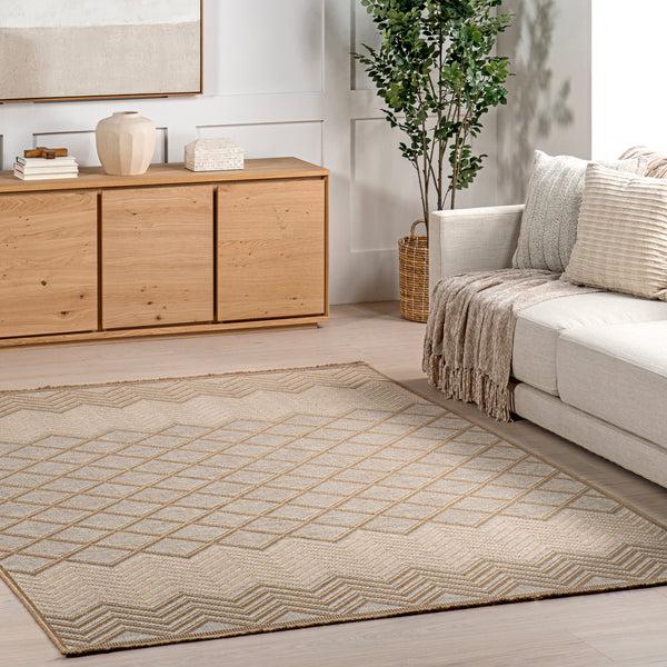 Nuloom Eleanora Geometric Transitional Jute Area Rug Ivory