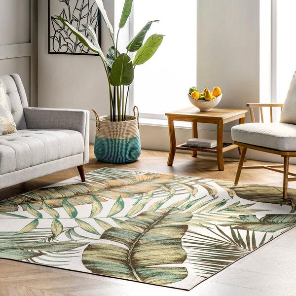Nuloom Elen Machine Washable Natural Leaves Area Rug Olive