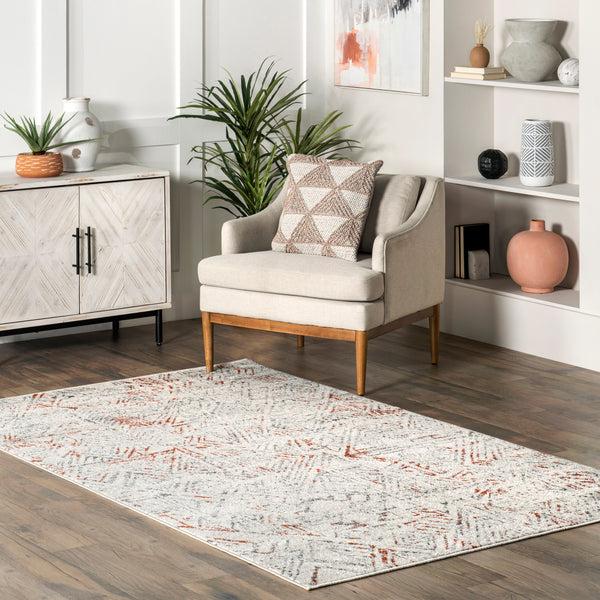 Nuloom Elizabeth Faded Geometric Area Rug Light Gray